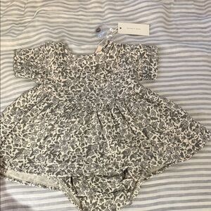 NWT-Quincy Mae Floral Organic Cotton Dress with Diaper Cover 3-6 months